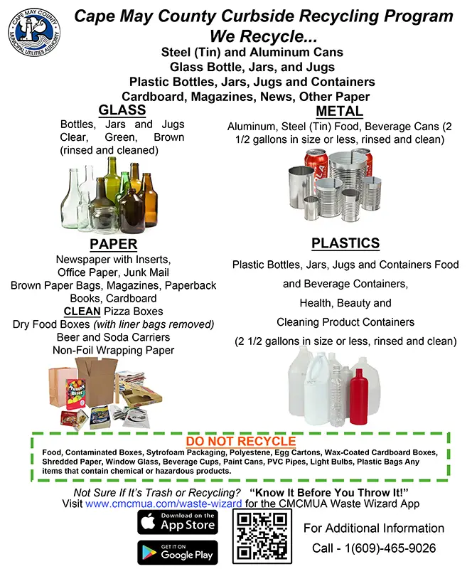 Cape May County Curbside Recycling Program flier